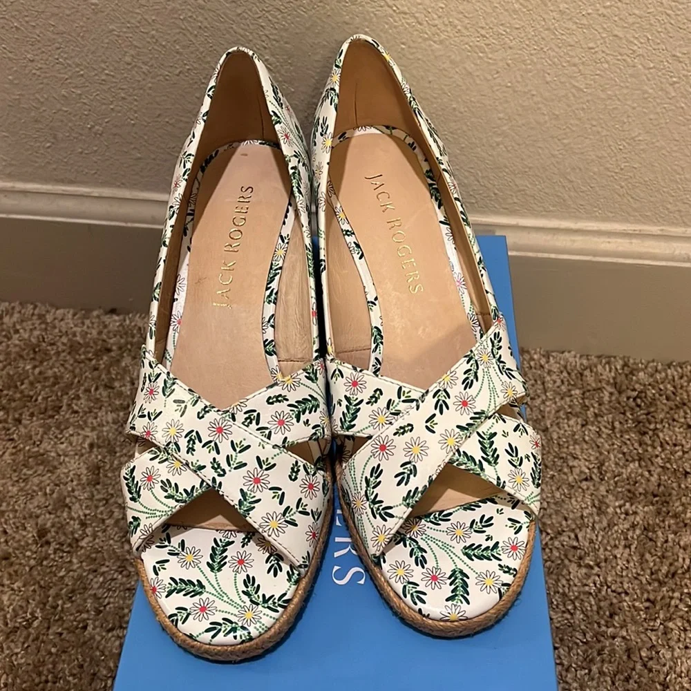 NWT Jack Rogers Palmer Criss Cross Wedge Espadrille
